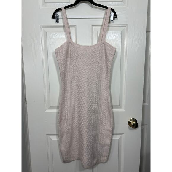 House of Harlow 1960 Revolve Fitted Ribbed Knit Sweater Midi Dress Beige Large - Picture 1 of 7